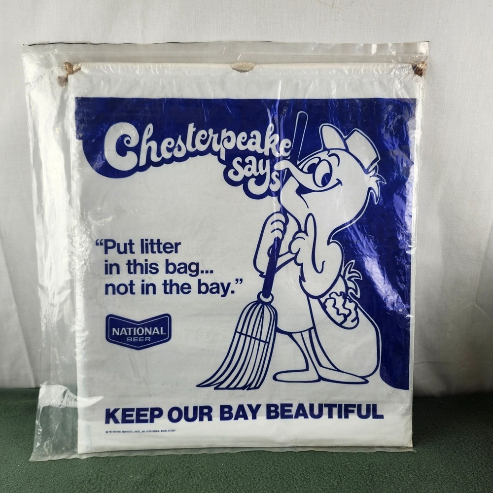 Vintage Chesterpeake National Beer Litter Drawstring Plastic Bag Sealed